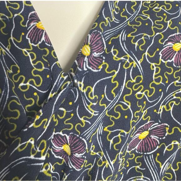 Brooks Brothers Violette-Print Navy Surplice Jersey Faux Wrap Jersey Dress XL - Picture 7 of 14